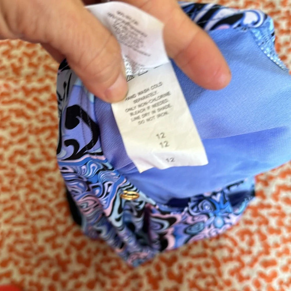 Jantzen size 12 bathing suit Swimsuit One-piece Periwinkle/Pink Graphic - Picture 9 of 9